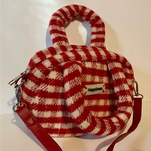 Korean Style Plush Red Plaid Crossbody Purse Bag